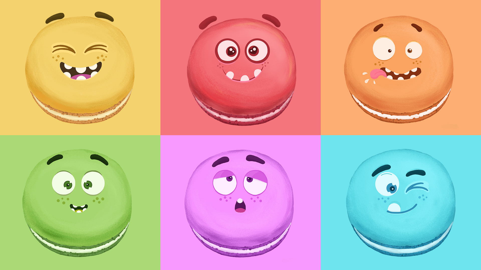 馬卡龍蛋糕：色彩繽紛、表情好玩